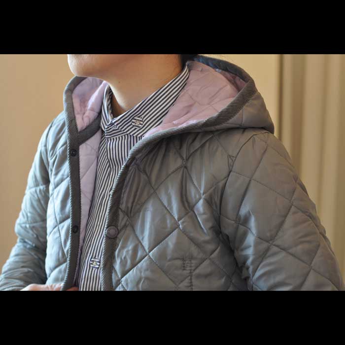 LAVENHAM CRAYDON [ラベンハム]キルティングフードジャケットGRY/PINK 