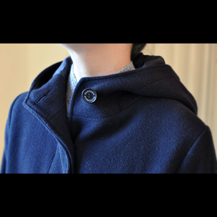 TRADITIONAL WEATHERWEAR DISSフーデッドウールコートNavy | Lin total