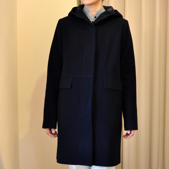 TRADITIONAL WEATHERWEAR DISSフーデッドウールコートNavy | Lin total