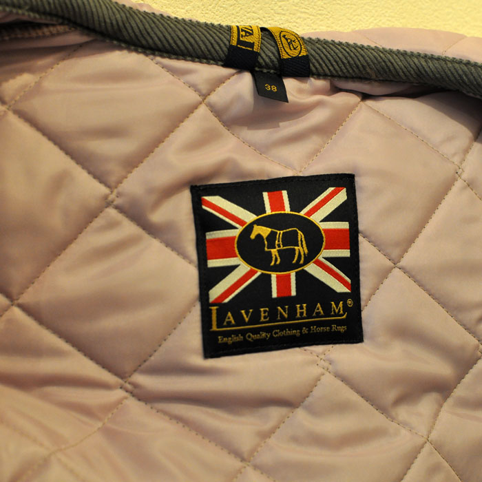 LAVENHAM BRUNDONキルティングフードコートGRAY/PINK