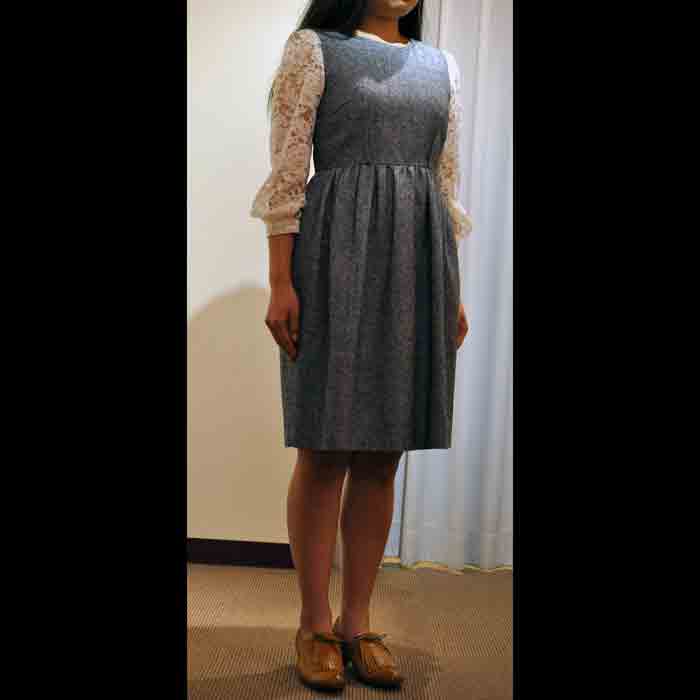 leur logetteウールリネンオックスワンピースgray