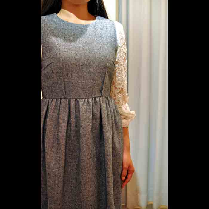 leur logetteウールリネンオックスワンピースgray