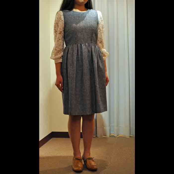 leur logetteウールリネンオックスワンピースgray