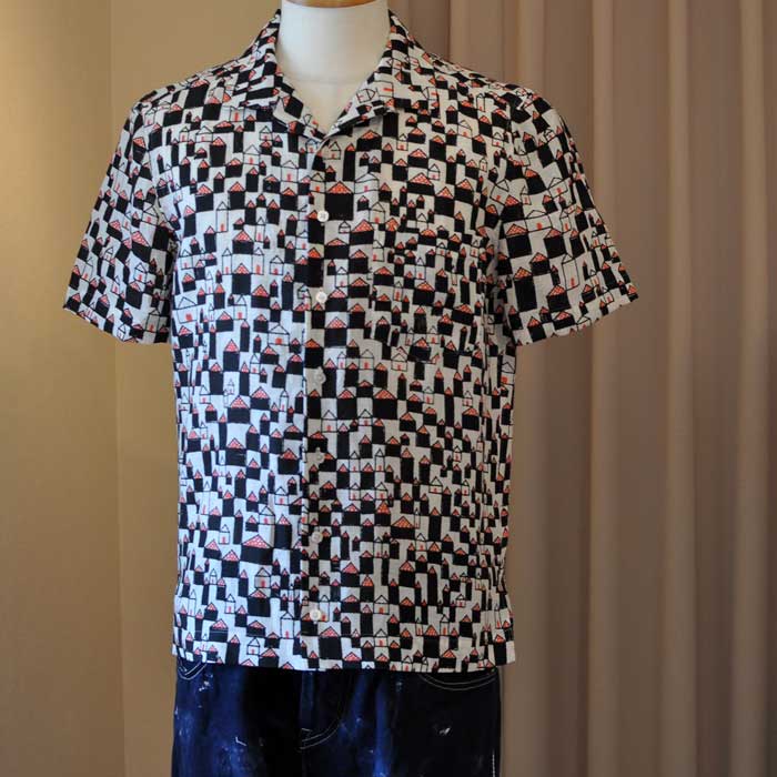 ミナペルホネン hutte メンズ半袖シャツ red | Lin total ミナペルホネン hutte メンズ半袖シャツ red | Lin total