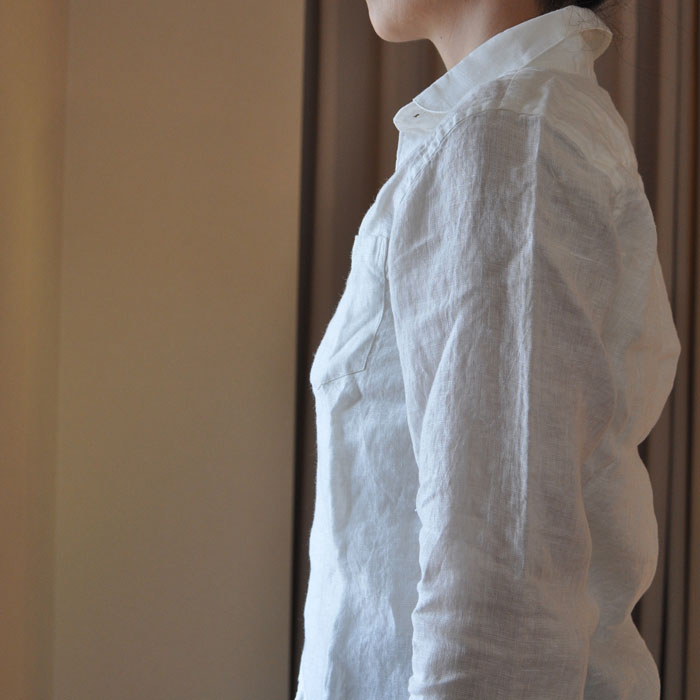 my apparel ホワイトラウンドカラーシャツ