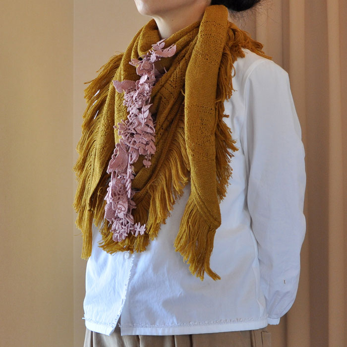 ミナペルホネン pastoral 三角ストール #mustard | Lin total fashion