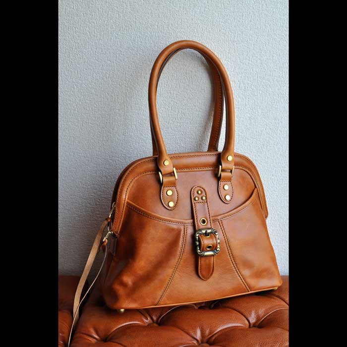 Chausser（ショセ）バケッタレザーがま口バッグ brown | Lin total 