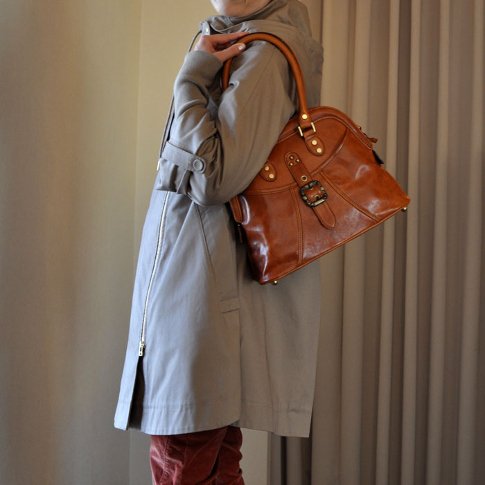 Chausser（ショセ）バケッタレザーがま口バッグ brown | Lin total 