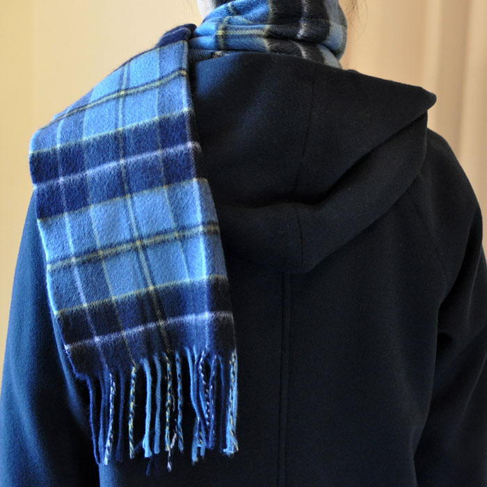 mina perhonen tartan カシミヤマフラーBLU | Lin total fashion