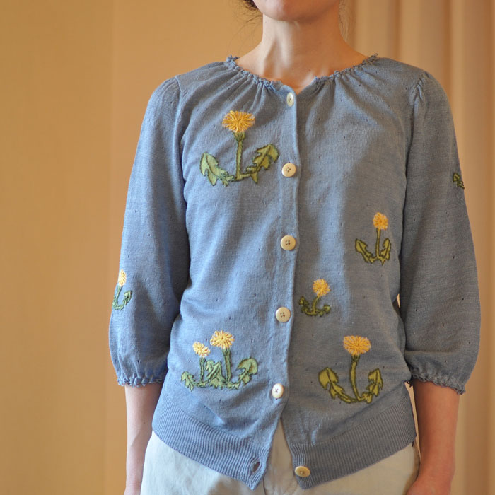 ミナペルホネン dandelion 刺繍カーディガン blue | Lin total fashion  