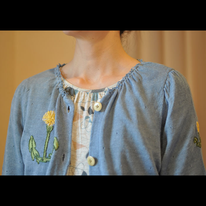 ミナペルホネン dandelion 刺繍カーディガン blue | Lin total