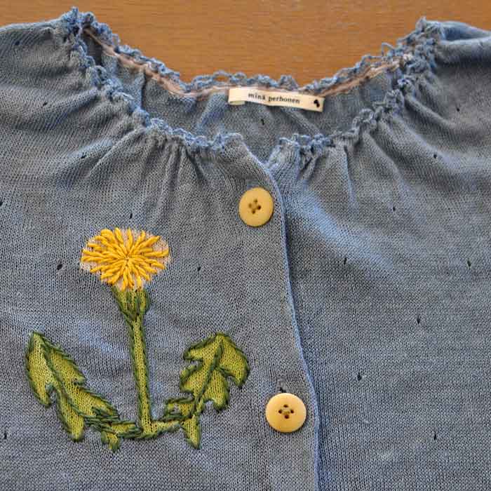 ミナペルホネン dandelion 刺繍カーディガン blue | Lin total fashion