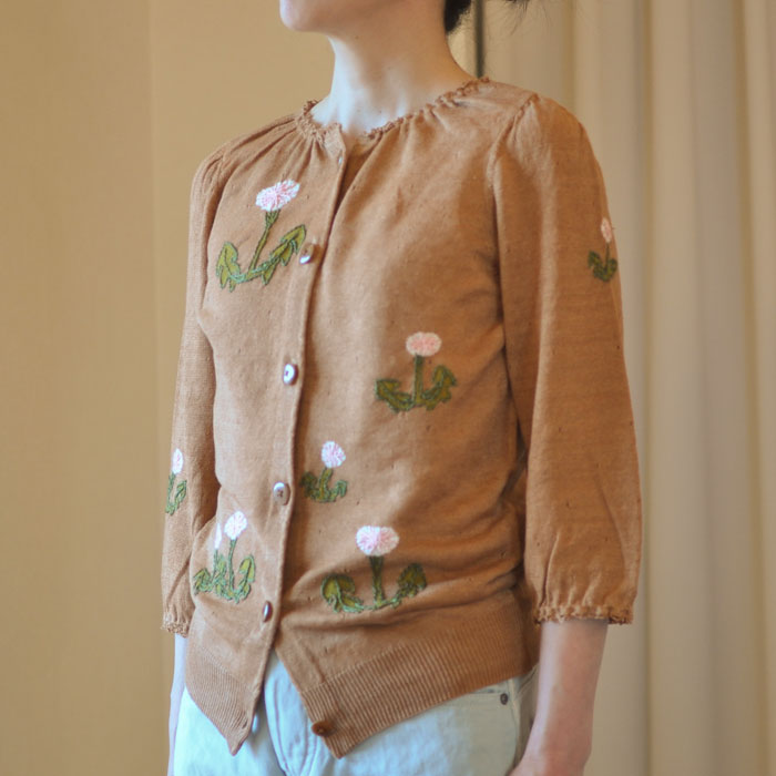 ミナペルホネン dandelion 刺繍カーディガン brown | Lin total  