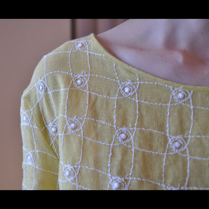 ミナペルホネン cantuccio 五分袖ワンピース yellow | Lin total