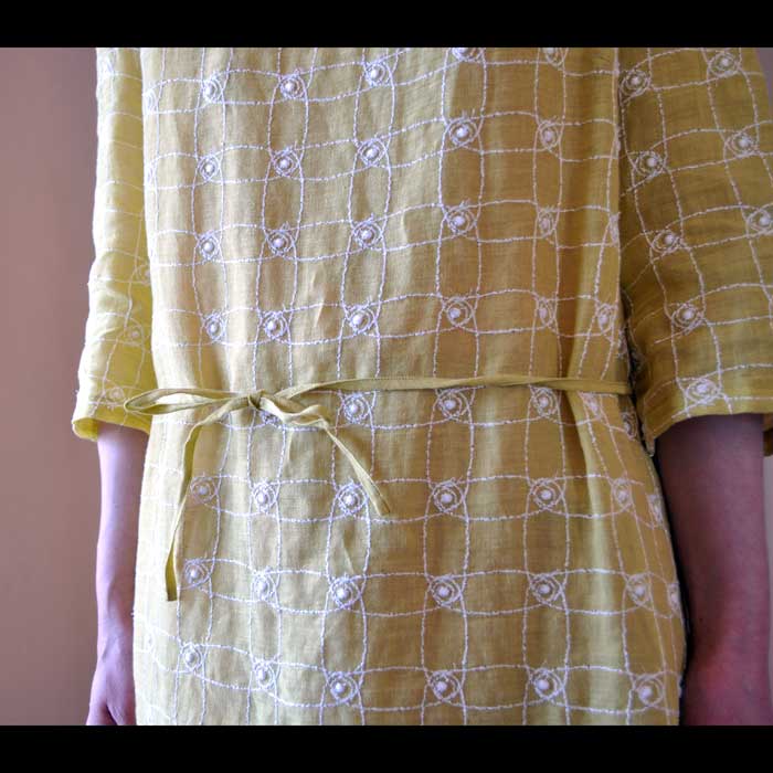 ミナペルホネン cantuccio 五分袖ワンピース yellow | Lin total