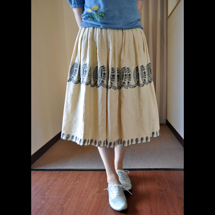 ミナペルホネン ribbon ギャザースカート beige | Lin total fashion 