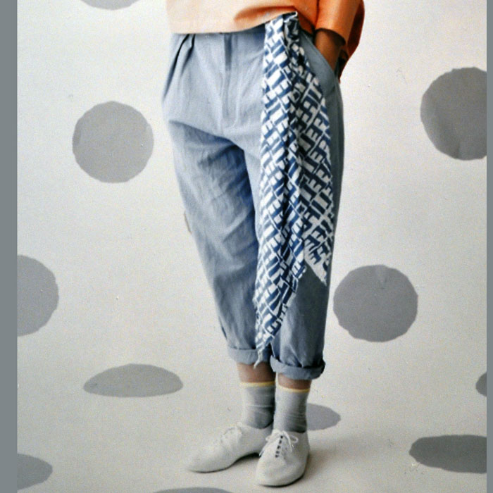 ミナペルホネン farm ground パンツ lt.blue | Lin total fashion