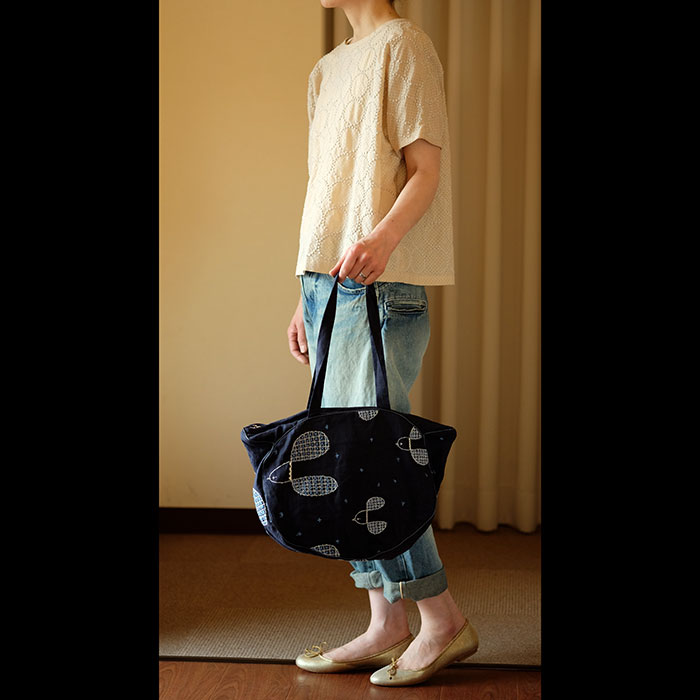 ミナペルホネンmeowバッグ（大）-plover- navy | Lin total fashion  
