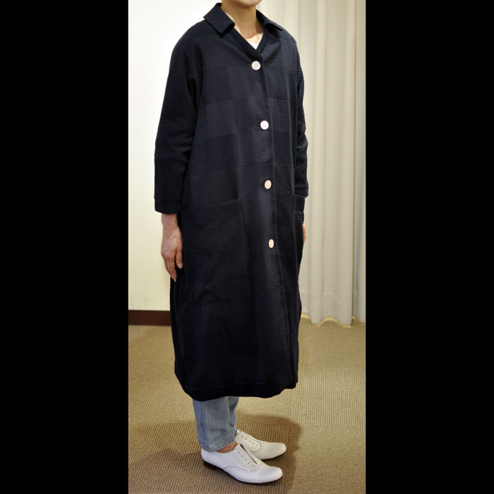 ミナペルホネン　織生地saltpanコート36 mina perhonen ミナペルホネン saltpanコートnavy | Lin total fashion place blog