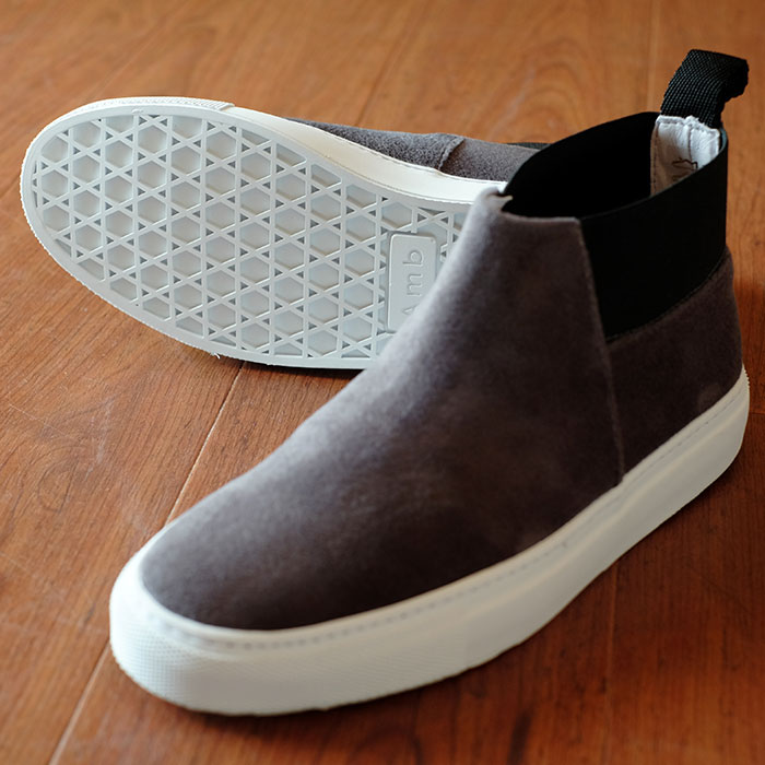 Amb(エーエムビー)レディースサイドゴアミッドカットブーツGRAYベルベット(VELVET MARENGO)