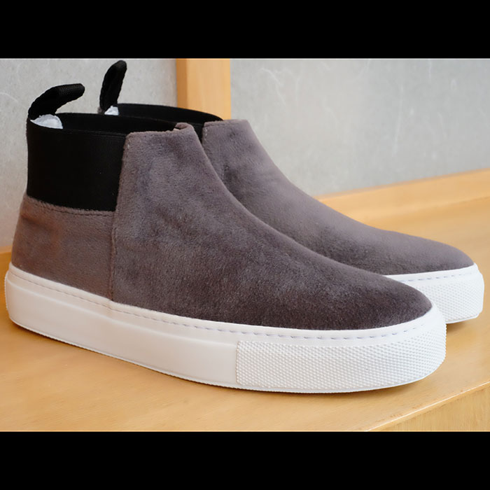 Amb(エーエムビー)レディースサイドゴアミッドカットブーツGRAYベルベット(VELVET MARENGO)