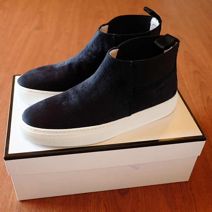 Amb(エーエムビー)レディースサイドゴアブーツミッドカットnavyベルベット(VELVET marino)