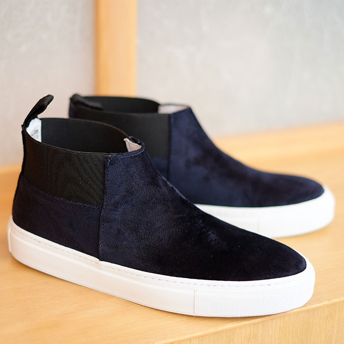 Amb(エーエムビー)レディースサイドゴアブーツミッドカットnavyベルベット(VELVET marino)