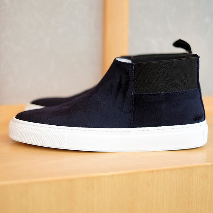 Amb(エーエムビー)レディースサイドゴアブーツミッドカットnavyベルベット(VELVET marino)
