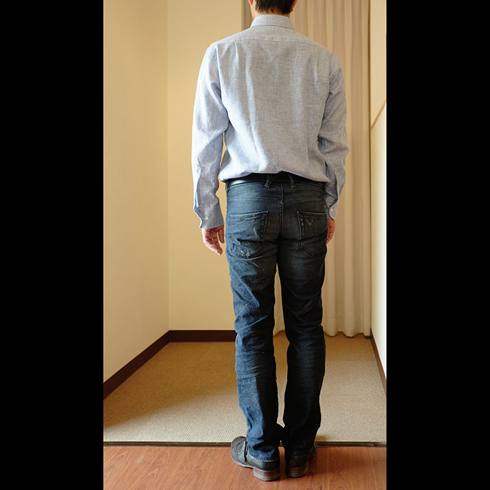 ジェームスモルティマーIrish Linen L/Sレギュラーカラーシャツ#ブルー千鳥
