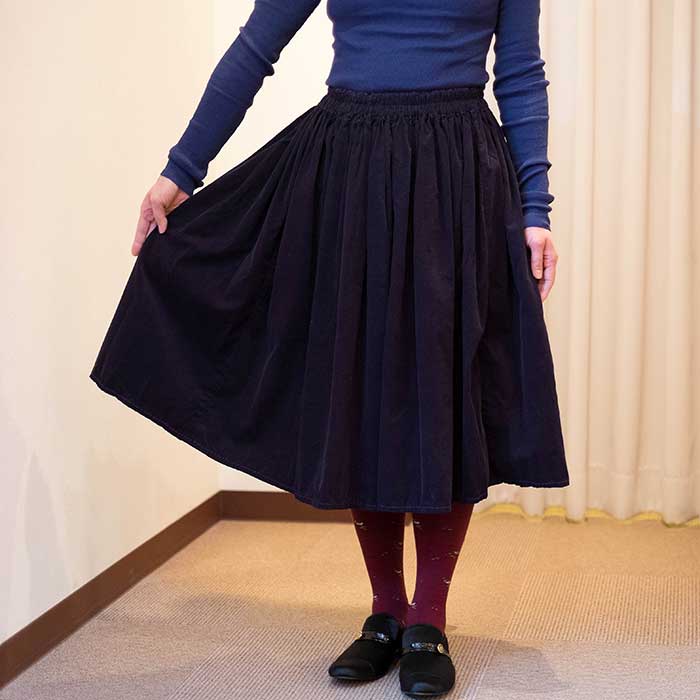 Homspunシャツコールギャザースカートnavy | Lin total fashion place blog