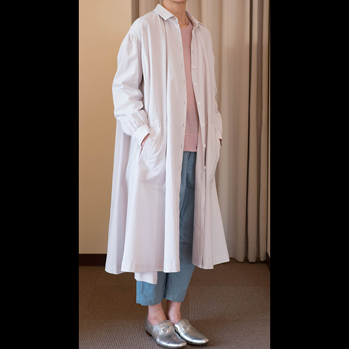 ミナペルホネンlaboratoryシャツワンピース(コットンオックスフォード) l.gray