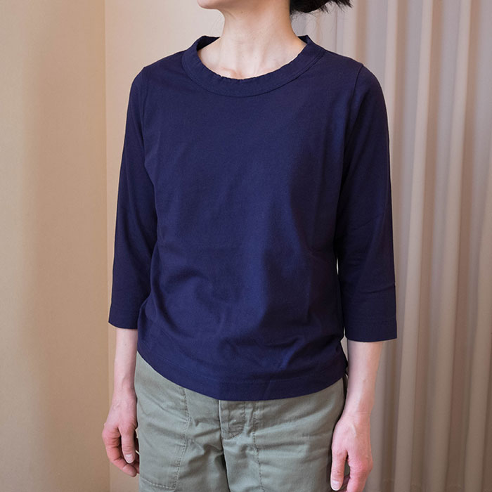 Homspun [ホームスパン] 天竺七分袖Tシャツ navy | Lin total fashion 