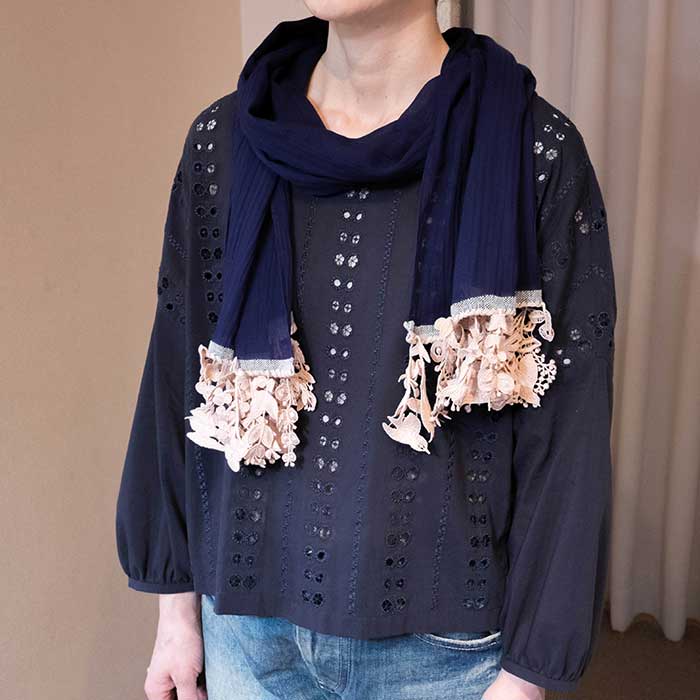 ミナペルホネン forest parade ストール navy（ts 7594） | Lin