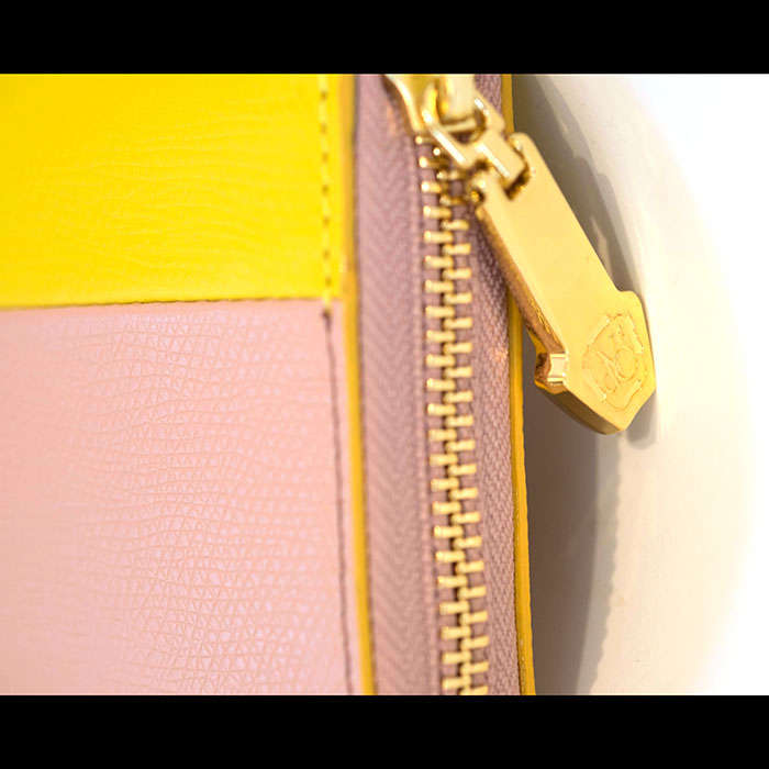 VIOLA dORO(ヴィオラドーロ)ラウンドファスナーバイカラーロングウォレット長財布(V-5022)ROSE PINK X YELLOW
