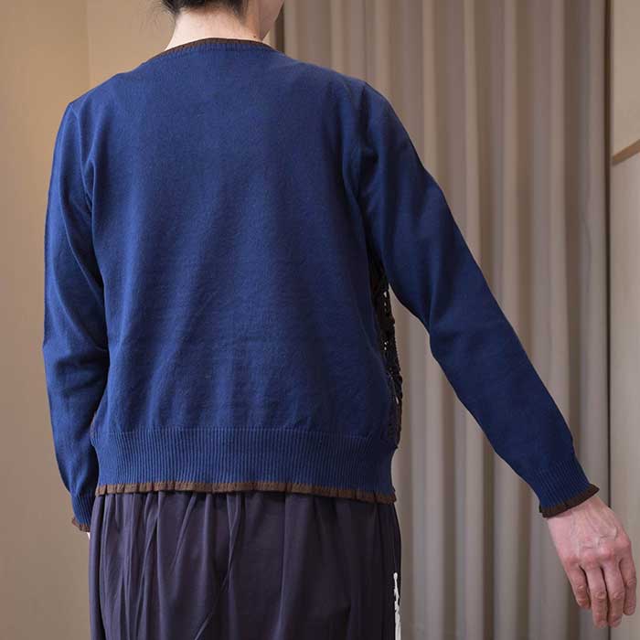 Antipast(アンティパスト)刺繍カーディガン#navy | Lin total