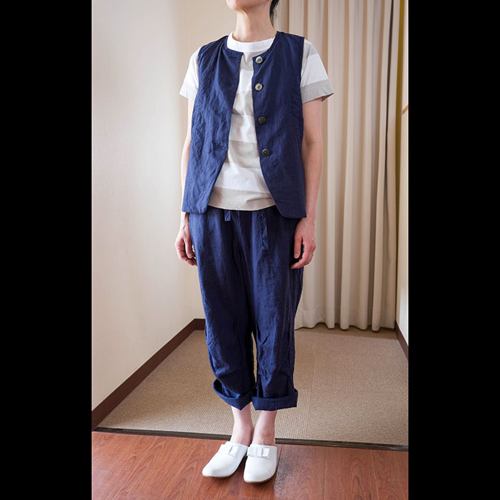 homspun [ホームスパン] リネンバイオベスト（161-2090）navy