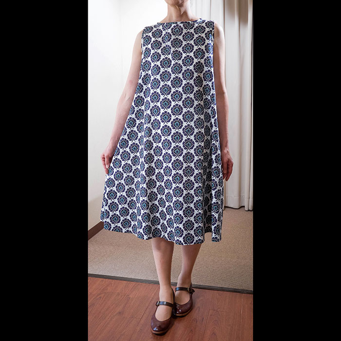 Honnete [オネット] リバティボートネックノースリーブワンピース navy