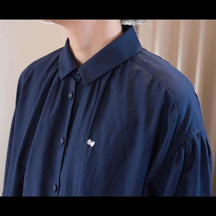 ミナペルホネンsky birdシャツワンピースnavy | Lin total fashion