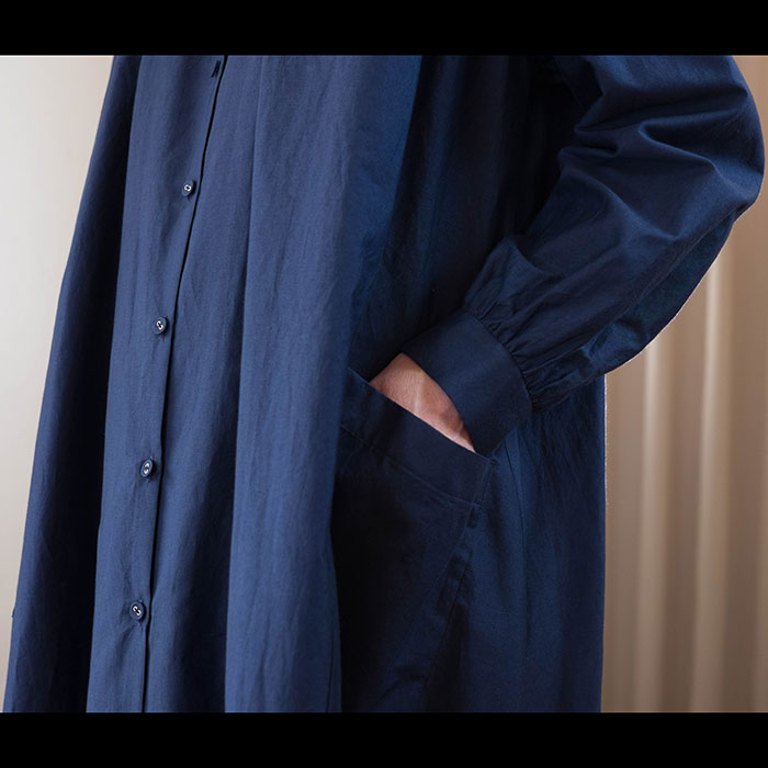 ミナペルホネンsky birdシャツワンピースnavy | Lin total fashion