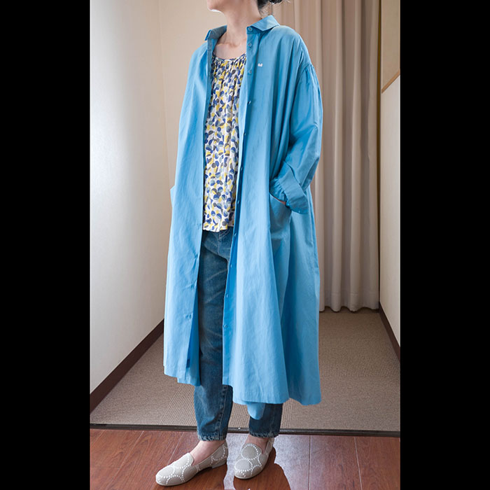 ミナペルホネンsky birdシャツワンピースlight blue | Lin total ...