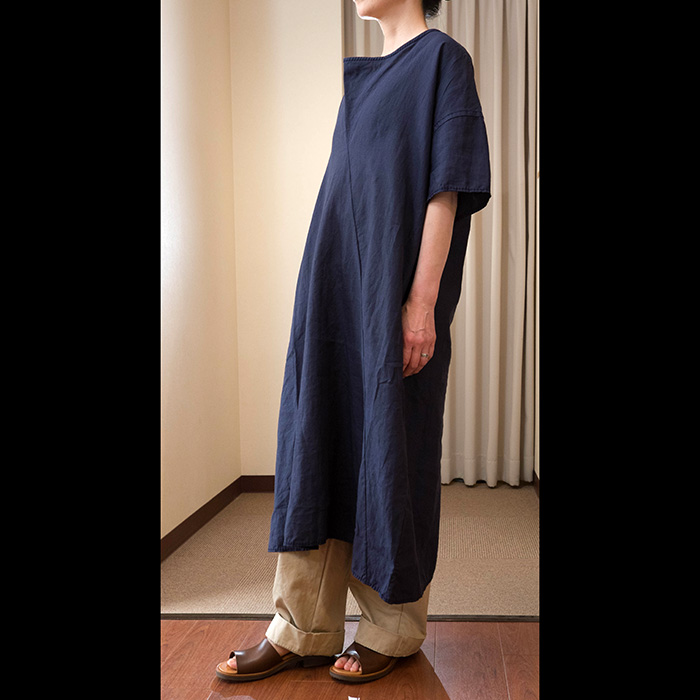KVIVIT キーヴィット ワンピース リネン homspun 未着用美品 キーネック半袖ワンピース/洗える （ロング・マキシ丈ワンピース