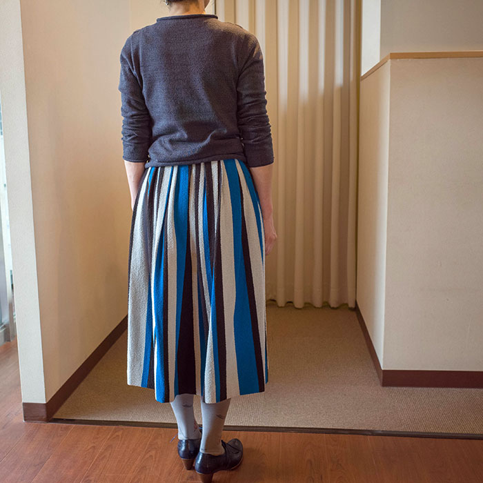 ミナペルホネン multistripe スカート blue mix | Lin total fashion