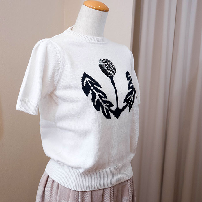 ミナペルホネン tanpopo 半袖ニット WHITE | Lin total fashion