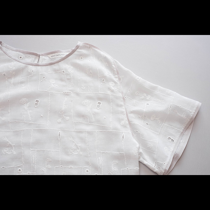 ミナペルホネン garden patchworkブラウス＃light gray | Lin total