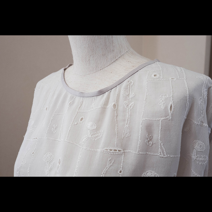 ミナペルホネン garden patchworkブラウス＃light gray | Lin total