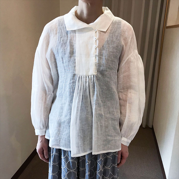 ミナペルホネン　ブラウス　フォレストタイル　マーメイド　ホワイト sale!ハンドメイドリメイクミナペルホネンforestparadeブラウス