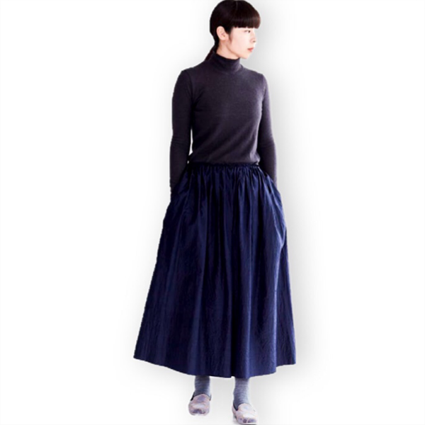 ミナペルホネン　vista シルク100%スカート　38サイズ ミナペルホネン vista シルクスカート #navy | Lin total