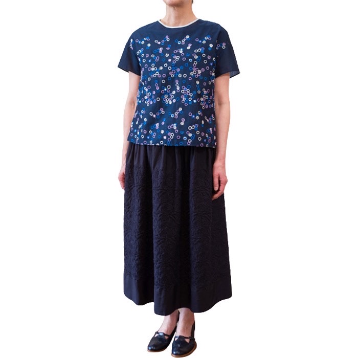 ANTIPAST 　刺繍スカート アンティパスト フローラル刺繍スカート＃ネイビー | Lin total