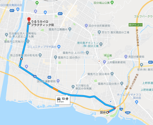 地図、マップ、うるうカイロプラクティック院