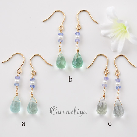 フローライト＆タンザナイト+天然石のピアス*3点 | 【Carneliya Blog